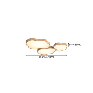Natural Wood Cloud-Shaped LED Flush Mount Light 3-Light Zawala Image - 11