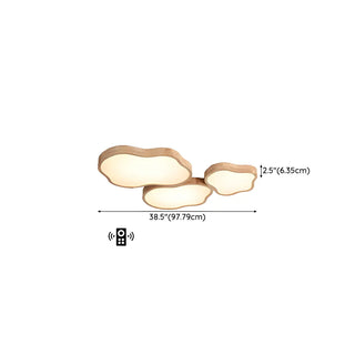 Natural Wood Cloud-Shaped LED Flush Mount Light 3-Light Zawala Image - 12