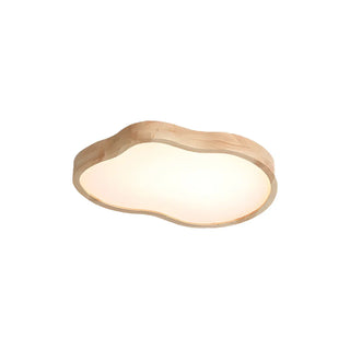 Natural Wood Cloud-Shaped LED Flush Mount Light 3-Light Zawala Image - 6