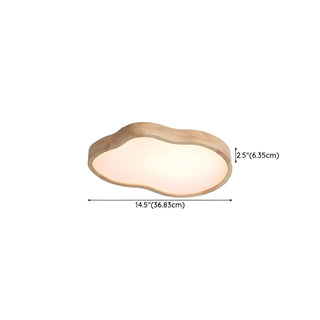 Natural Wood Cloud-Shaped LED Flush Mount Light 3-Light Zawala #size
