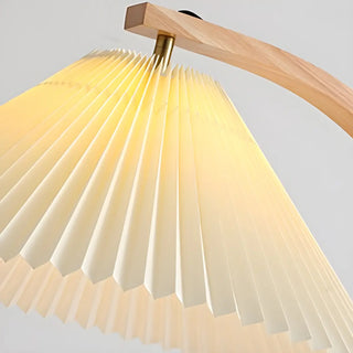 Natural Cone Wooden Floor Lamp with Side Table Zawala Image - 10