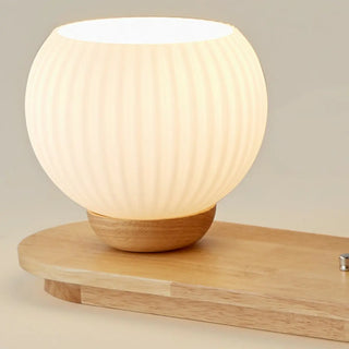ZOWALA - Natural Wooden Dome Glass Flush Mount Light 3-Light Image - 12