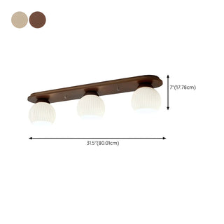ZOWALA - Natural Wooden Dome Glass Flush Mount Light 3-Light #size