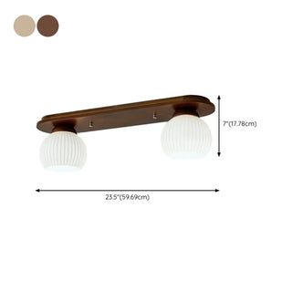 ZOWALA - Natural Wooden Dome Glass Flush Mount Light 3-Light Image - 18