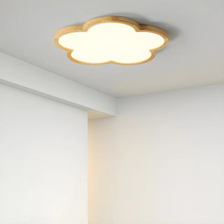 Natural Wooden Flower-Shaped Flush Mount Ceiling Light Zawala Image - 1