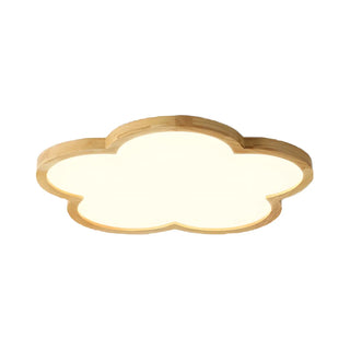 Natural Wooden Flower-Shaped Flush Mount Ceiling Light Zawala Image - 10