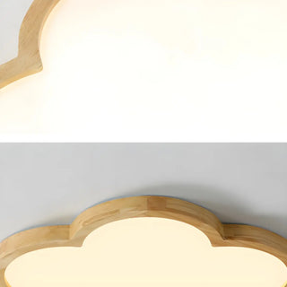 Natural Wooden Flower-Shaped Flush Mount Ceiling Light Zawala Image - 11