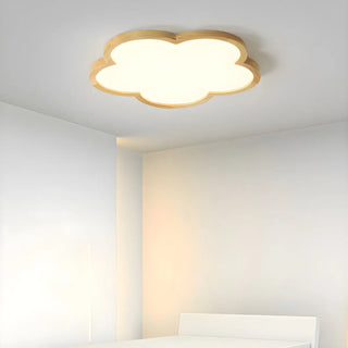 Natural Wooden Flower-Shaped Flush Mount Ceiling Light Zawala Image - 3