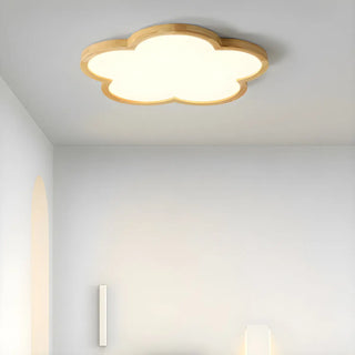 Natural Wooden Flower-Shaped Flush Mount Ceiling Light Zawala Image - 4