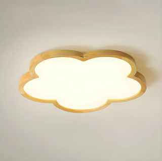 Natural Wooden Flower-Shaped Flush Mount Ceiling Light Zawala Image - 5