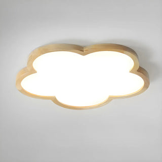 Natural Wooden Flower-Shaped Flush Mount Ceiling Light Zawala Image - 6