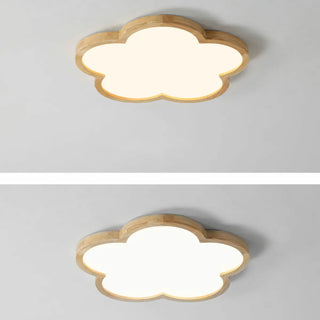 Natural Wooden Flower-Shaped Flush Mount Ceiling Light Zawala Image - 7