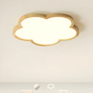 Natural Wooden Flower-Shaped Flush Mount Ceiling Light Zawala Image - 8