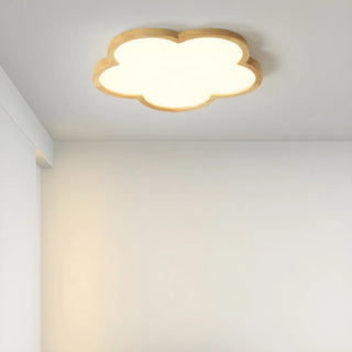 Natural Wooden Flower-Shaped Flush Mount Ceiling Light Zawala Image - 9