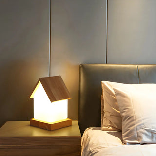 Creative House Shape White Glass Bedroom Table Lamp Zawala Image - 1