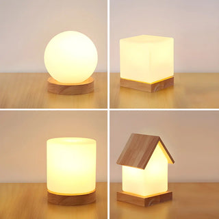Creative House Shape White Glass Bedroom Table Lamp Zawala Image - 12