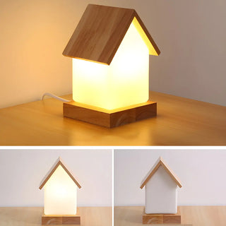 Creative House Shape White Glass Bedroom Table Lamp Zawala Image - 14