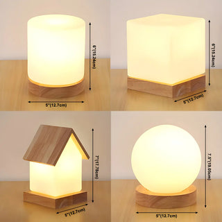 Creative House Shape White Glass Bedroom Table Lamp Zawala #size