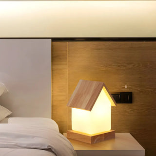 Creative House Shape White Glass Bedroom Table Lamp Zawala Image - 2