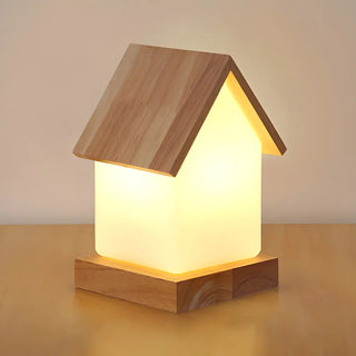 Creative House Shape White Glass Bedroom Table Lamp Zawala Image - 9