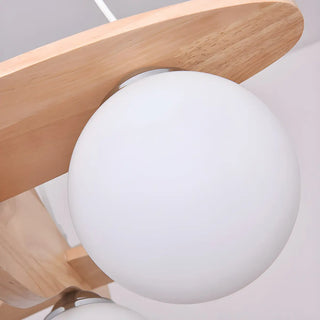 ZOWALA - Airplane Cloud Glass Bedroom Wood 3-Light Chandelier Image - 8