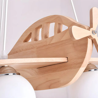 ZOWALA - Airplane Cloud Glass Bedroom Wood 3-Light Chandelier Image - 9