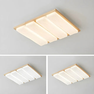 ZOWALA - Natural Wood Rectangular LED Flush Mount Ceiling Light Image - 10