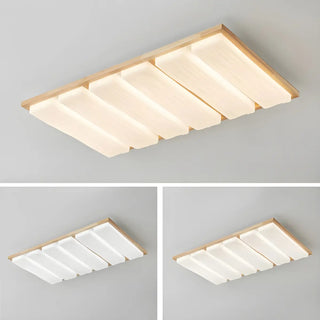 ZOWALA - Natural Wood Rectangular LED Flush Mount Ceiling Light Image - 11