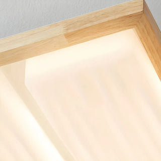 ZOWALA - Natural Wood Rectangular LED Flush Mount Ceiling Light Image - 12