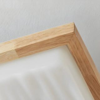 ZOWALA - Natural Wood Rectangular LED Flush Mount Ceiling Light Image - 13