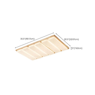 ZOWALA - Natural Wood Rectangular LED Flush Mount Ceiling Light Image - 15