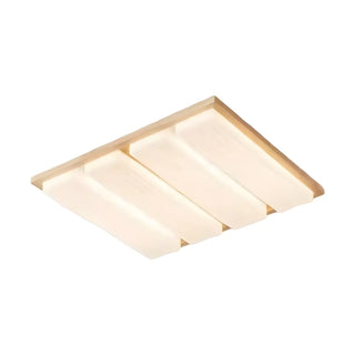 ZOWALA - Natural Wood Rectangular LED Flush Mount Ceiling Light Image - 9