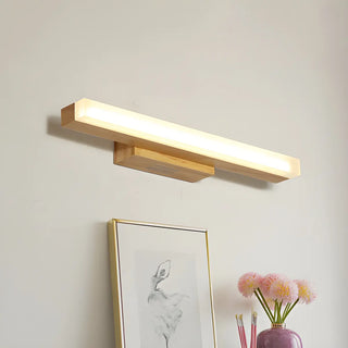 ZOWALA - Natural Wood Rectangular LED Bathroom Vanity Light Image - 14