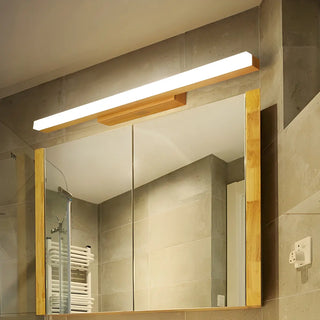 ZOWALA - Natural Wood Rectangular LED Bathroom Vanity Light Image - 3