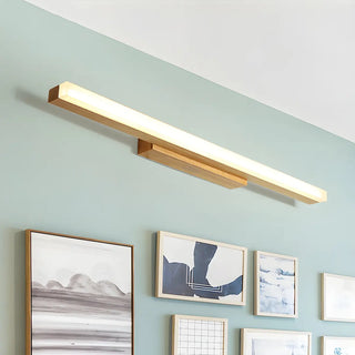 ZOWALA - Natural Wood Rectangular LED Bathroom Vanity Light Image - 4