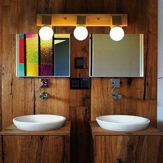 ZOWALA - Modern 3-Light Wood Square Bathroom Vanity Light Image - 1