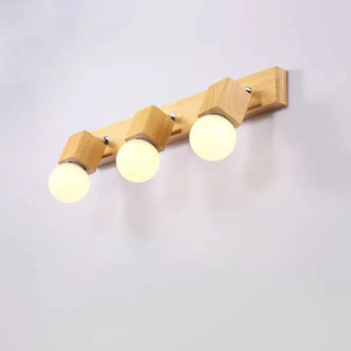 ZOWALA - Modern 3-Light Wood Square Bathroom Vanity Light Image - 10