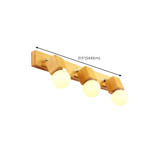 ZOWALA - Modern 3-Light Wood Square Bathroom Vanity Light Image - 15