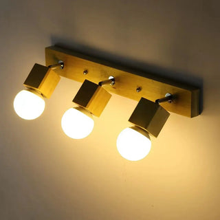 ZOWALA - Modern 3-Light Wood Square Bathroom Vanity Light Image - 9