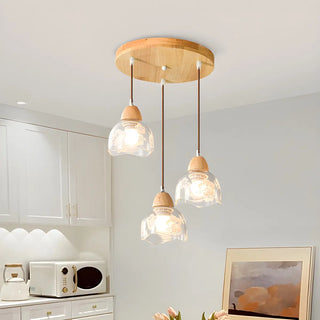 ZOWALA - Elegant Dining Room Floral Clear Glass Dome Pendant Light Image - 1