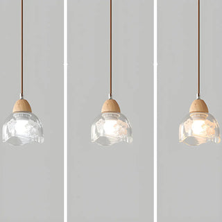 ZOWALA - Elegant Dining Room Floral Clear Glass Dome Pendant Light Image - 11