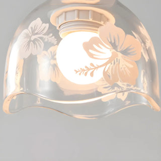 ZOWALA - Elegant Dining Room Floral Clear Glass Dome Pendant Light Image - 12