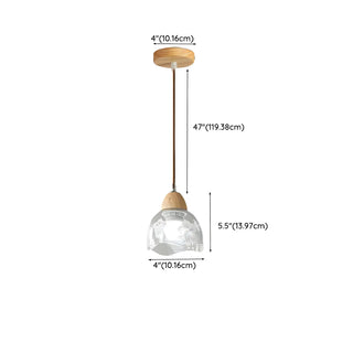 ZOWALA - Elegant Dining Room Floral Clear Glass Dome Pendant Light #size