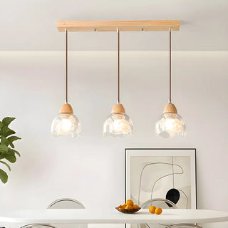 ZOWALA - Elegant Dining Room Floral Clear Glass Dome Pendant Light Image - 2