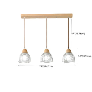 ZOWALA - Elegant Dining Room Floral Clear Glass Dome Pendant Light Image - 20