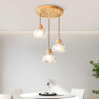 ZOWALA - Elegant Dining Room Floral Clear Glass Dome Pendant Light Image - 4