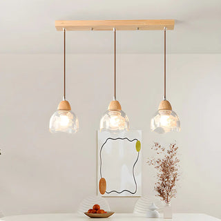 ZOWALA - Elegant Dining Room Floral Clear Glass Dome Pendant Light Image - 5