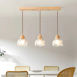 ZOWALA - Elegant Dining Room Floral Clear Glass Dome Pendant Light Image - 6
