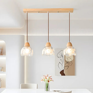 ZOWALA - Elegant Dining Room Floral Clear Glass Dome Pendant Light Image - 7
