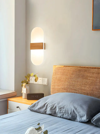 Bedroom Modern Wood and Acrylic Round Wall Sconce Zawala Image - 13